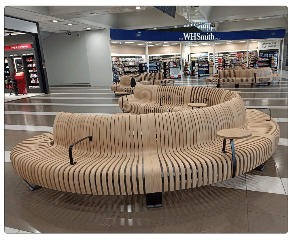 lounge area at the Thessaloniki airport Makedonia with Green Furniture Concept furniture