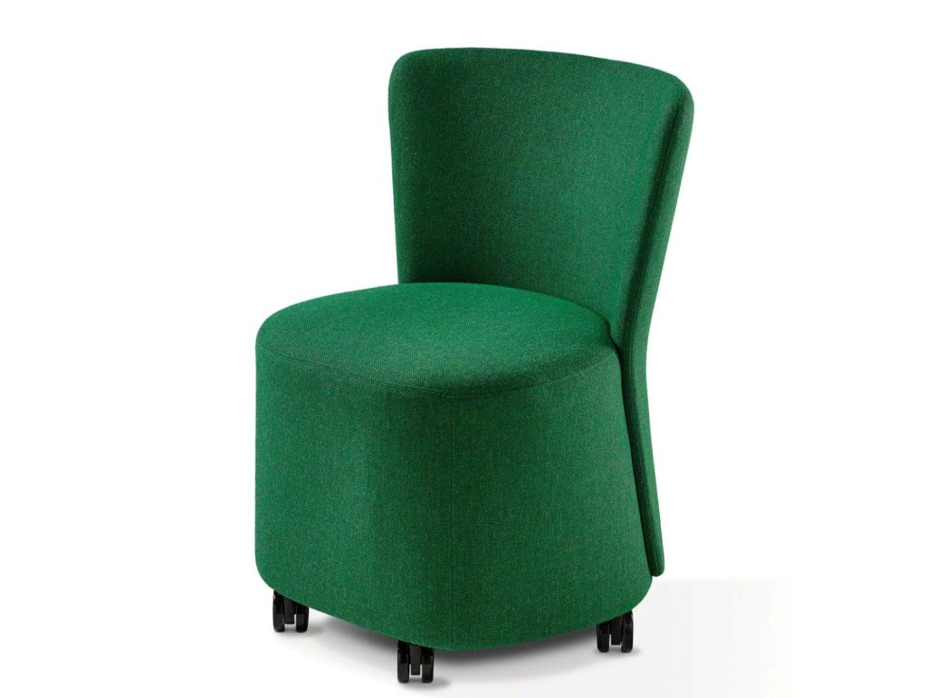 green ramsey chair with wheels in a white background