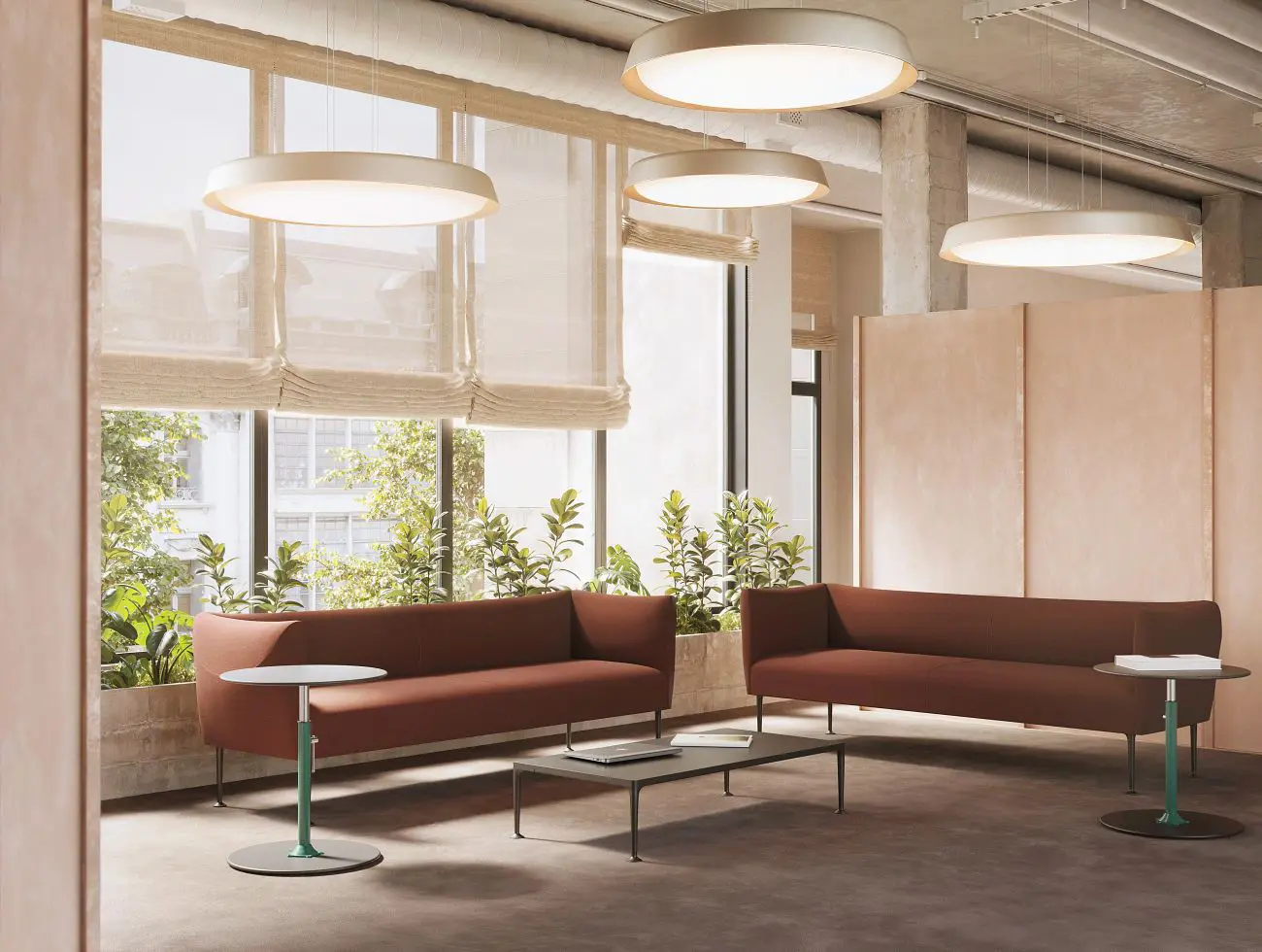 Viccarbe Missiva Sofas designed by Luca Pevere in a well-lit interior space